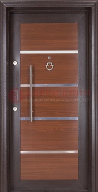 Коричневая входная дверь c МДФ панелью ЧД-27 в частный дом в Ставрополе