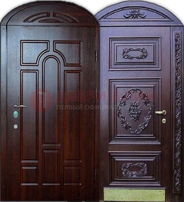 Стильная железная арочная дверь с декоративным элементом ДА-24 в Ивантеевке