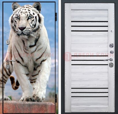 Стальная дверь с фотопечатью тигра ДФ-12 в Твери