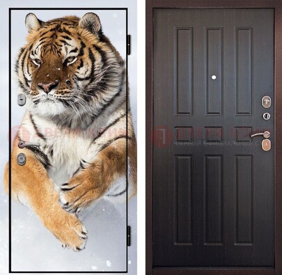 Металлическая дверь с фотопечатью тигра ДФ-1 в Ставрополе