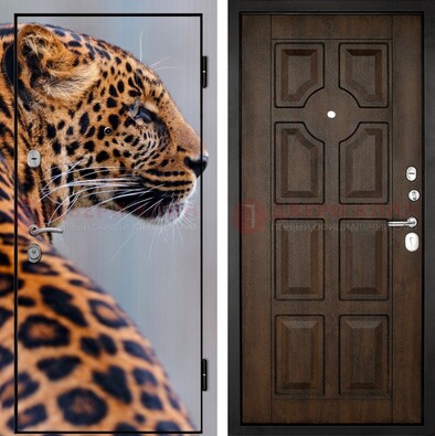 Металлическая дверь с фотопечатью леопарда ДФ-26 в Ставрополе