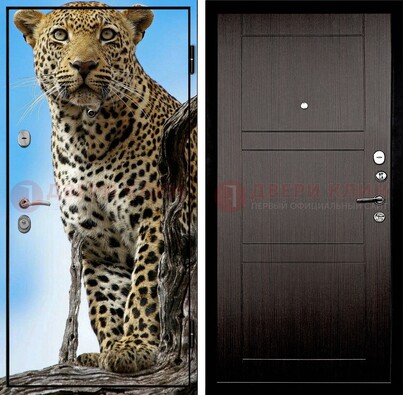 Железная дверь с рисунком гепарда снаружи ДФ-27 в Ставрополе