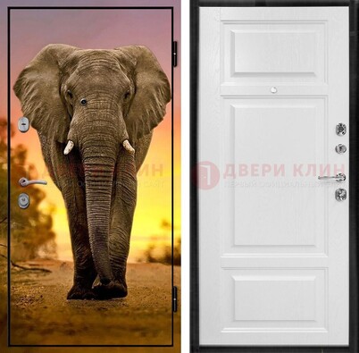 Металлическая дверь с фотопечатью слона ДФ-30 в Ставрополе