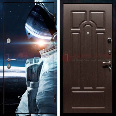 Стальная дверь с фотопечатью космонавта ДФ-4 в Ставрополе