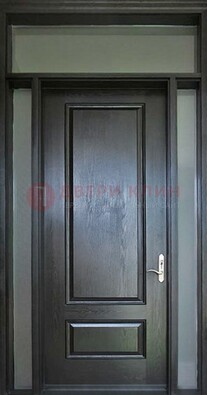 Черная металлическая дверь с фрамугами и стеклом ДФГ-24 в Ставрополе