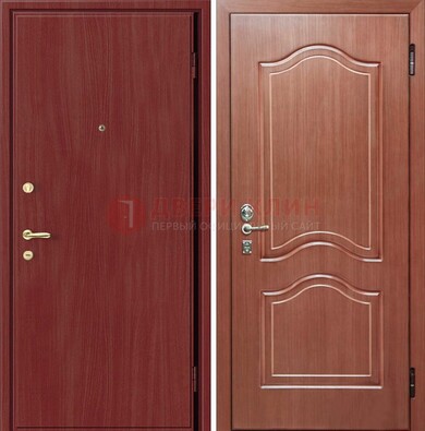 Красная металлическая дверь с ламинатом МДФ внутри ДЛ-8 в Ставрополе