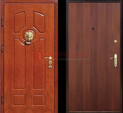 Оранжевая стальная дверь с МДФ ламинат внутри ДМ-18 в квартиру в Ставрополе