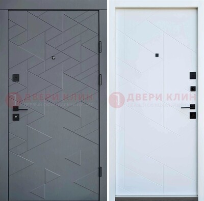 Серая металлическая дверь МДФ с узором  ДМ-224 в Ставрополе