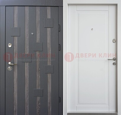Темная металлическая дверь c белом МДФ внутри ДМ-231 в Омске