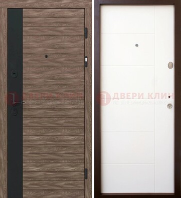 Коричневая входная дверь с черной вставкой МДФ ДМ-239 в Ставрополе
