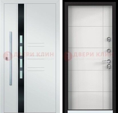 Металлическая дверь в белом цвете с МДФ ДМ-323 в Ставрополе