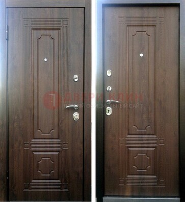 Коричневая металлическая дверь с МДФ ДМ-32 на дачу в Ставрополе