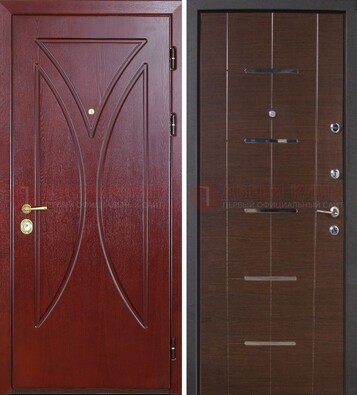 Темно-красная железная дверь с МДФ ДМ-370 в Ставрополе