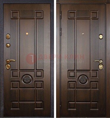 Квартирная коричневая железная дверь с МДФ ДМ-45 в Ставрополе