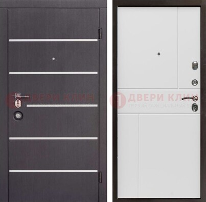 Темная стальная дверь с белыми вставками с МДФ ДМ-482 в Ставрополе