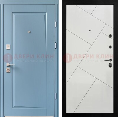 Синяя железная дверь с МДФ панелями ДМ-491 в Ставрополе