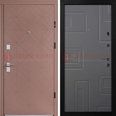 Красная стальная дверь в квартиру с МДФ хайтек ДМ-493 в Иваново