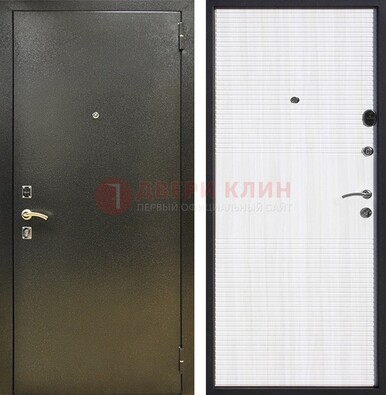 Стальная темно-серая дверь с порошковой отделкой и МДФ Белый ясень ДП-279 в Ставрополе