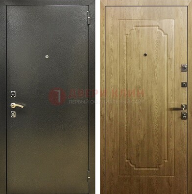 Темно-серая входная дверь с порошковым покрытием и МДФ Золотой дуб ДП-291 в Ставрополе