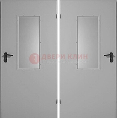 Белая металлическая противопожарная дверь с декоративной вставкой ДПП-7 в Ставрополе