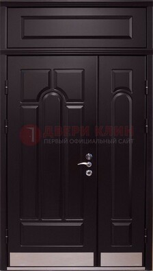 Парадная дверь с металлическими вставками ДПР-47 и фрамугой в Ставрополе