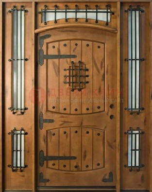 Парадная дверь с коваными элементами ДПР-68 в коттедж в Ставрополе