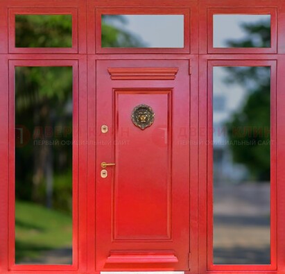 Красная парадная дверь для частного дома ДПР-88 в Ставрополе