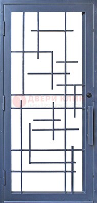 Современная железная решетчатая дверь синяя ДР-31 в Ставрополе