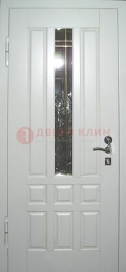 Белая металлическая дверь со стеклом ДС-1 в загородный дом в Ставрополе