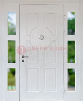 Белая стальная дверь со стеклом и фрамугами ДС-20 в Ставрополе