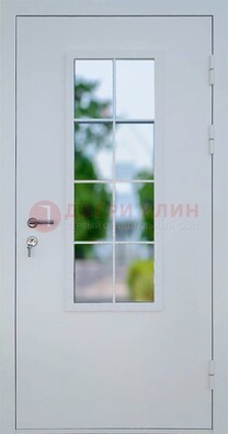 Белая железная дверь порошок со стеклом ДС-31 в Ставрополе