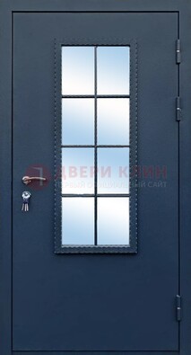 Темная металлическая дверь порошок со стеклом ДС-34 в Ставрополе