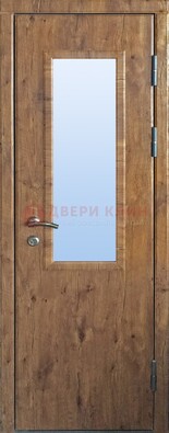 Стальная дверь с МДФ и стеклом для частного дома ДС-49 в Ставрополе