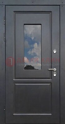 Чёрная металлическая дверь со стеклом ДС-77 в Ставрополе