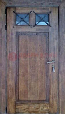 Металлическая дверь с Виноритом со стеклом и ковкой под старину ДСК-209 в Ставрополе