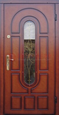 Яркая металлическая дверь Винорит со стеклом и ковкой ДСК-268 в Ставрополе