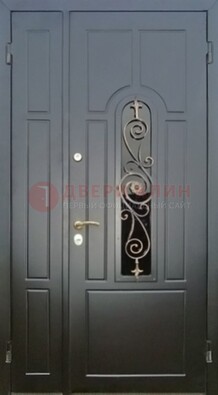Металлическая дверь Винорит со стеклом в темном цвете ДСК-276 в Иваново