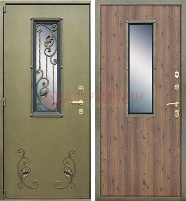 Офисная железная дверь со стеклом и ковкой ДСК-44 в Ставрополе