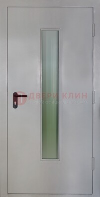 Белая металлическая техническая дверь со стеклянной вставкой ДТ-2 в Ставрополе