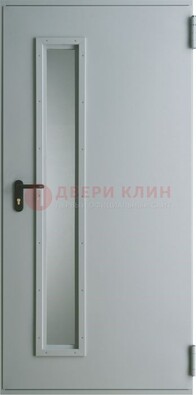 Белая железная противопожарная дверь со вставкой из стекла ДТ-9 в Ставрополе
