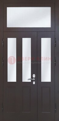 Черная тамбурная дверь со стеклянными вставками ДТМ-38 в Ставрополе
