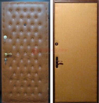 Желтая железная дверь с винилискожей ДВ-2 в Ставрополе