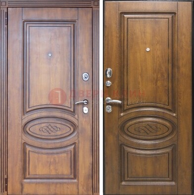 Коричневая металлическая дверь с виноритом ДВТ-10 в Ставрополе