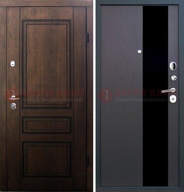 Входная дверь Итальянский орех с МДФ с черным стеклом ДМ-1199 в Ставрополе