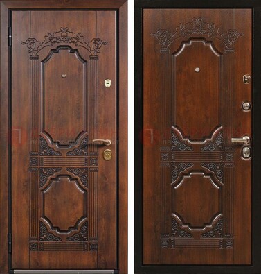 Коричневая железная дверь с виноритом и узором ДВТ-211 в Ставрополе