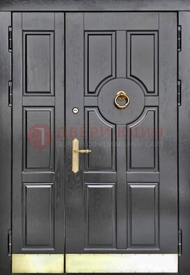 Черная металическая дверь с виноритом для дома ДВТ-241 в Ставрополе