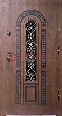 Стальная коричневая дверь с виноритом и МДФ ДВТ-81 в Сергиевом Посаде