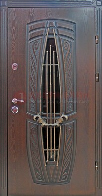 Стальная коричневая дверь с виноритом и МДФ ДВТ-83 в Сергиевом Посаде