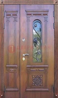 Железная коричневая филенчатая дверь с виноритом и МДФ ДВТ-85 в Ставрополе