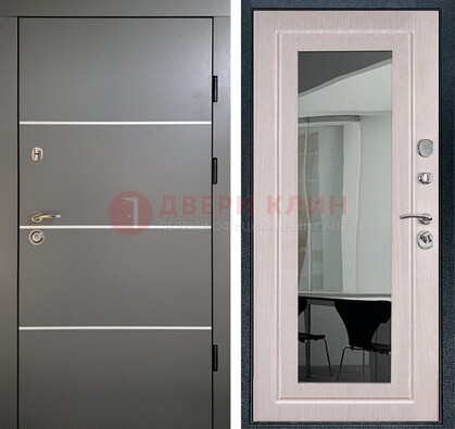 Черная металлическая дверь с зеркалом ДЗ-12 в Ставрополе